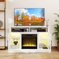 thumbnail image 2 of Costway Meuble TV avec Cheminée Électrique Lumières LED Télécommandes Armoires de Rangement Blanc, 2 of 10
