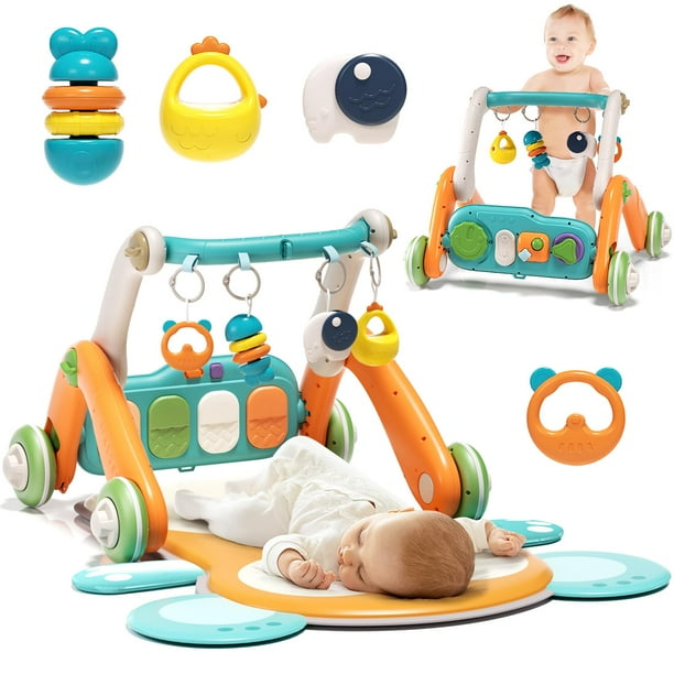 Gimnasio para bebés con Walker Jovow 2 en 1 con tapete de juego para bebés de 0 a 24 meses