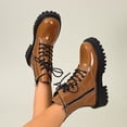 thumbnail image 5 of Willtoo Women's Platform Combat Boots Stylish Fashion Lace-Up Ankle Short Bootie Punk Motorcycle Leather Boots for Fall Winter, 5 of 6