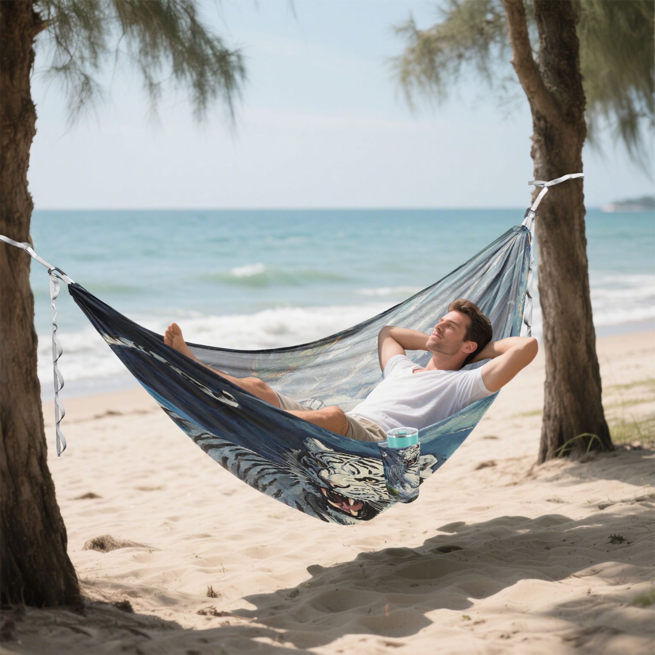Hammock Camping Hammock Nylon Portable Hammock Travel Camping Hammock The Sea and The White Tiger