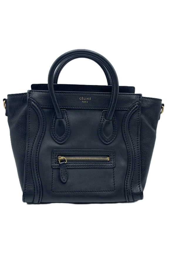 Pre-Owned Celine Luggage Nano Shopper Handbag Shoulder Bag 2way Black 168243 Women's... (Good)