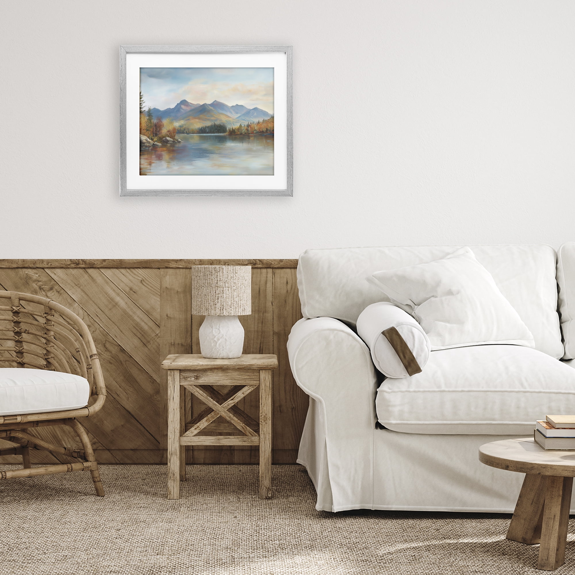 Stupell Industries Rustic Lake Landscape in Fall Gray Framed Print Under Glass, design by LSR Design Studio