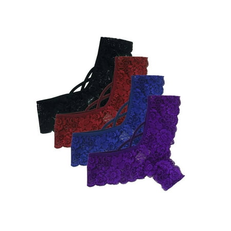 

Keeccty Women 4 Pairs Of Sexy Stretchy Solid Lace Underwears