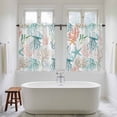 thumbnail image 4 of Teal Red Jellyfish Coastal Kitchen Curtain for Berdoom Living Room Cafe 54 Inch Length, Summer Beach Coral Starfish Nautical Tiers Curtains Light Filtering Drapes Window Treatment 2 Panels 52"Wx54"L, 4 of 8