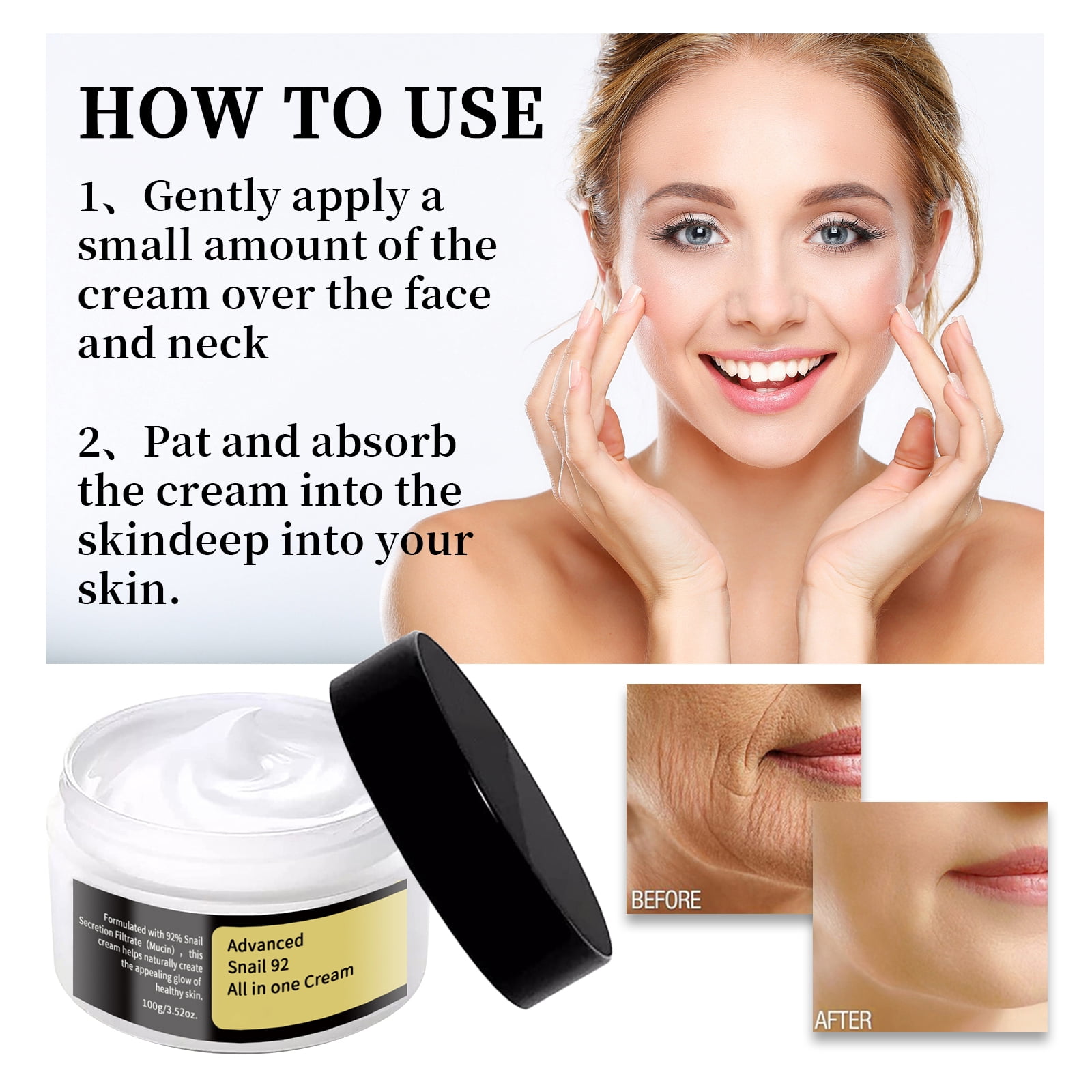 Alvantor Snail Mucin Face Moisturizer, Lightweight Daily Cream for Soft Glowy Skin, 3.52 fl oz