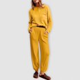 thumbnail image 4 of Gibobby Conjunto dama pants y sudadera afelpada Conjunto de pantalones deportivos casuales para mujer, suéter de punto de color sólido, manga larga, pantalone(Amarillo,XL), 4 of 5