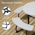 thumbnail image 6 of Best Choice Products 8-Person Circular Outdoor Picnic Table w/ 4 Benches, Umbrella Hole, 2000lb Capacity - White, 6 of 8