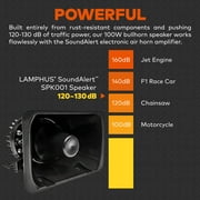 SoundAlert 100W Police Air Horn Amplifier Kit [120 - 130 dB Bullhorn Speaker] [Manual Control or Stock Horn Bybass] [10 A Fuse Protected] Electronic Air Horn for Emergency Vehicles Trucks Cars