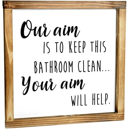 Our Aim Is To Keep This Bathroom Clean Sign Funny Modern Farmhouse R Cute Guest - Bathroom Signs Home Decor