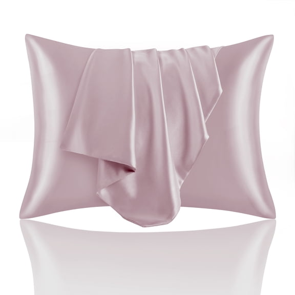 Bamboo Cooling Satin Pillowcase with Zipper, 2Pcs Lavender Ultra Soft and Silky Pillow Cases Standard Size, Pillow Covers for Hair Protection & Hot Sleepers