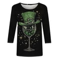 thumbnail image 4 of Jjayotai Plus Size St Patricks Day Shirt, Funny 3/4 Length Sleeve Womens Tops, Crewneck Shamrock Printed Graphic Tees, Green Tops Green XXL, 4 of 5