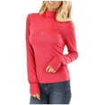 thumbnail image 1 of Chemise Rayée pour Femmes Col Roulé Manches Longues Mode Automne Basique Ajustée sous-Vêtements Thermiques S-170 Rouge-A m, 1 of 3