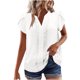 thumbnail image 1 of Tops de Encaje de Manga Corta para las Mujeres Blusa de Suéter de Cuello Redondo Sólido, Top de Fiesta Casual con Forro Interior, 1 of 8