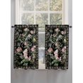 thumbnail image 5 of Black Spring Floral Bathroom Window Curtain, Elegant Pastoral Flowers Birds Watercolor Light Filtering Coffee Kitchen Curtains, Bedroom Living Room Curtains 2 Panel 84"x54", 5 of 6