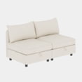 thumbnail image 3 of Jopath 32" Modular Storage Loveseat Sofa, Convertible Loveseat Sleeper Couch, Modern Upholstered Loveseat Sofa with Fabric for Living Room, Beige, 3 of 7