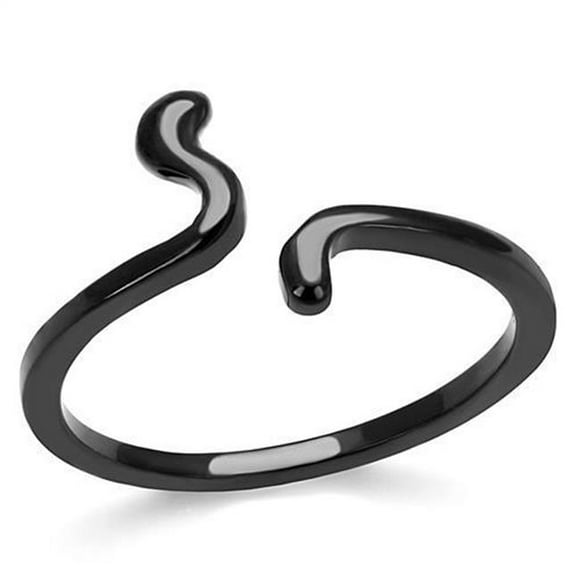 Women IP Black Stainless Steel Ring with No Stone in No Stone - Size 8