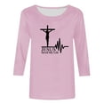 thumbnail image 4 of Jinhomg Easter Shirts for Women Christian Religious Cross Graphic Tee Tops Fashion 3/4 Sleeve Tunic Blouse Spring Crew Neck T-Shirts Seasonal Sale Pink XXXXXL, 4 of 5