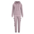 thumbnail image 4 of Sriper Womens 2 Piece Lounge Outfits Workout Comfy Sweatsuit Sets Long Sleeve Baggy Hooded Sweatshirt Drop Shoulder Hoodie High Waisted Sweatpants with Side Pockets Trendy Tracksuit Fit Gym Going Out, 4 of 8