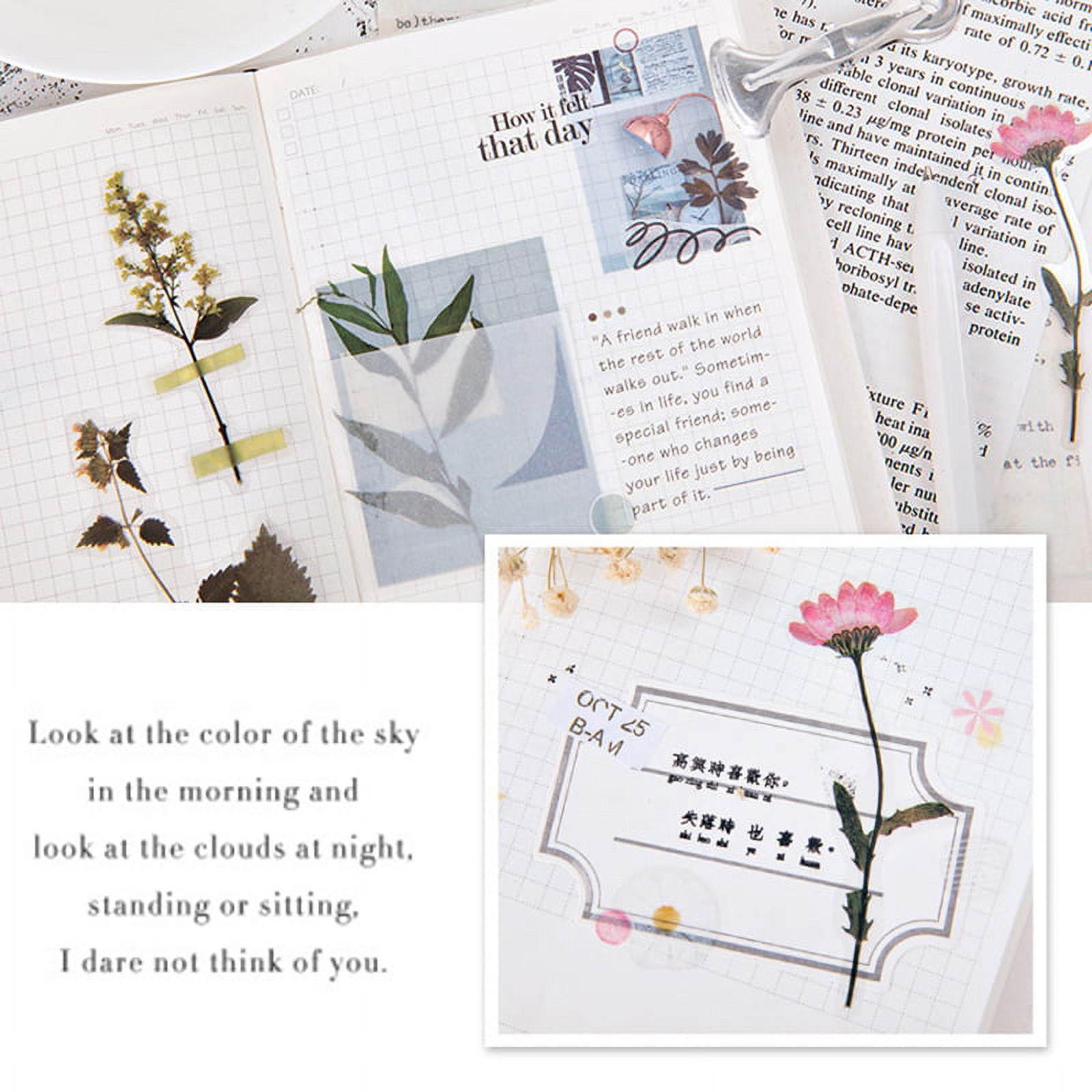 40pcs/pack Vintage Lacquer Plant Dried Flower Stickers, Creative  Scrapbooking Diy Decoration For Journal Album