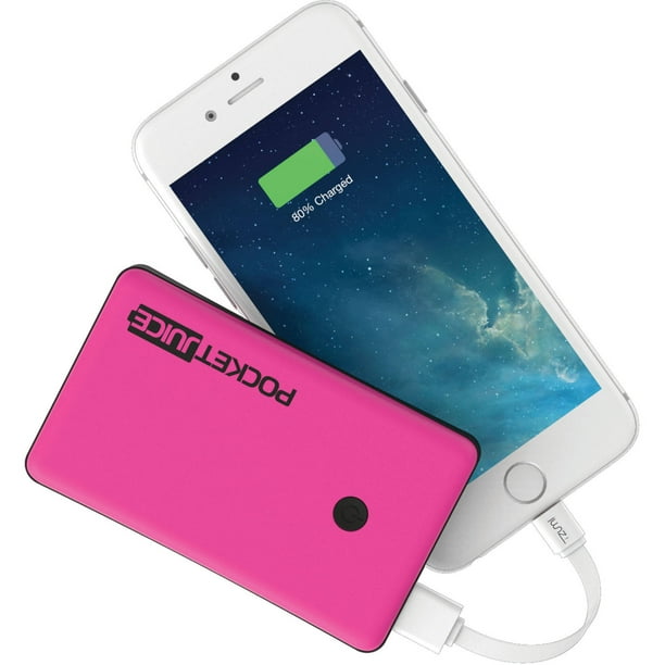 Tzumi Pocket Juice Slim 4,000mAh Solo Portable Charger, Pink Walmart