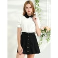 thumbnail image 2 of INSPIRE CHIC Women's Peter Pan Collar Puff Short Sleeve Tops White S, 2 of 6