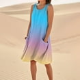 thumbnail image 1 of LOVZFMLL Robes Femmes Couleur Unie Imprimé Décontracté Sans Manches Ample avec Poches, 1 of 8