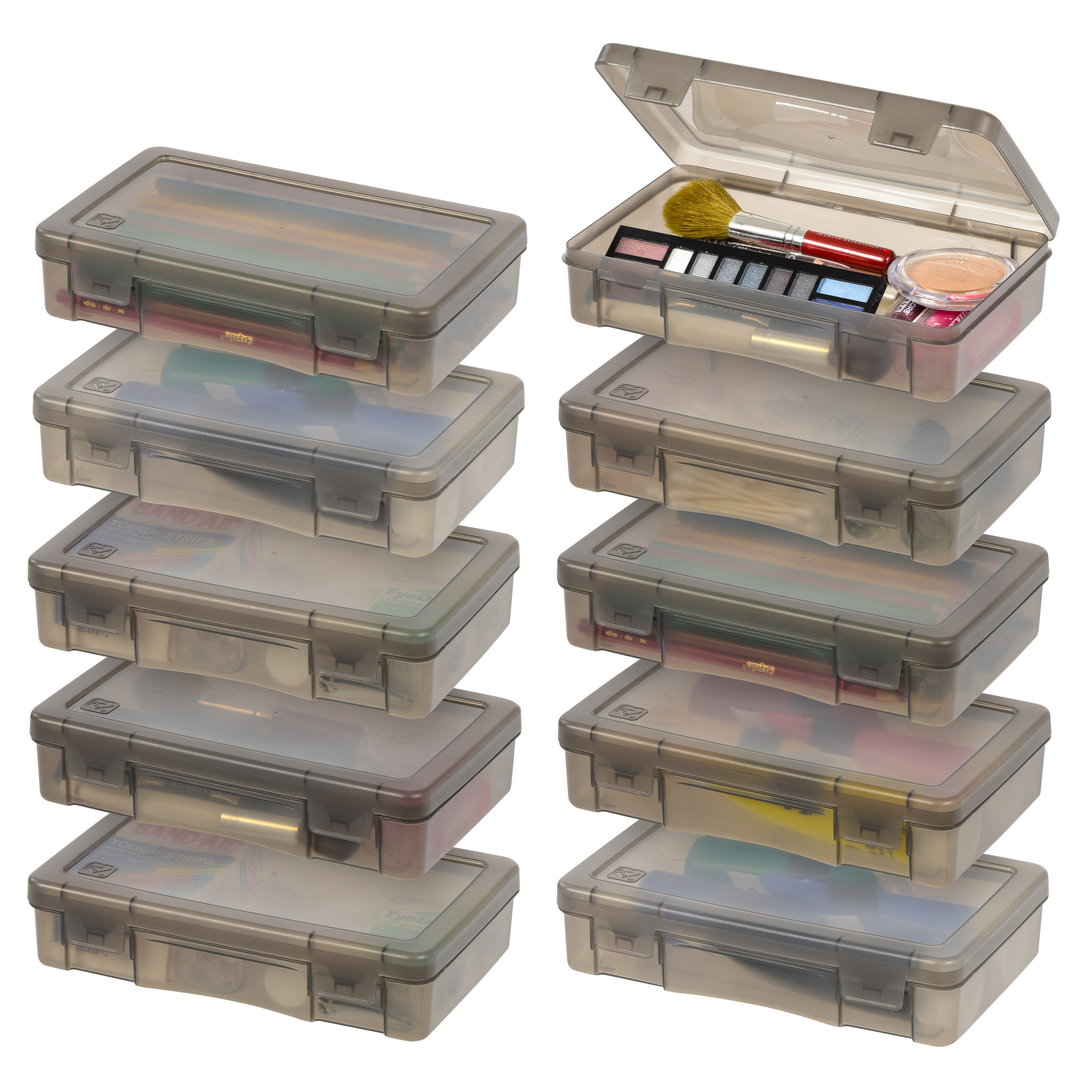 IRIS Small Plastic Pencil Case Organizers, Gray, Set of 10 photo 2