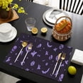 thumbnail image 4 of Halloween Purple Spooky Icons Summer Placemats Table Placemats Set Of 4-Linen Kitchen Washable Placemats Table Mats 11.8"x17.7" Non-Slip Heat Resistant, 4 of 6