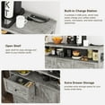 thumbnail image 4 of Veanerwood 2-Doors 3-Drawers Farmhouse Kitchen Sideboard,Buffet Cabinet with Adjustable Shelves and Charging Station, Washed Grey, 4 of 8