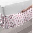 thumbnail image 2 of Owl Print Bed Skirt, Illustration of and Feminine Birdies Randomly Arranged, Elastic Bedskirt Dust Ruffle Wrap Around for Bedding Decor, 4 Sizes, Marigold Baby Pink, by Ambesonne, 2 of 2
