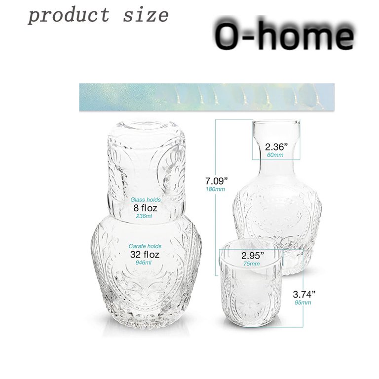 Bedside Water Carafe And Glass Set Vintage Nightstand Glass Carafe With Cup  To Keep You Hydrated During The Night Or Popular Mouthwash Decanter Or Sma