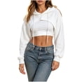 thumbnail image 2 of Super Cropped Hoodies For Women Long Sleeve Crop Hooded Sweatshirt Shrug Teen Fall Trendy Hip Hop Casual Top S-XXL, 2 of 5