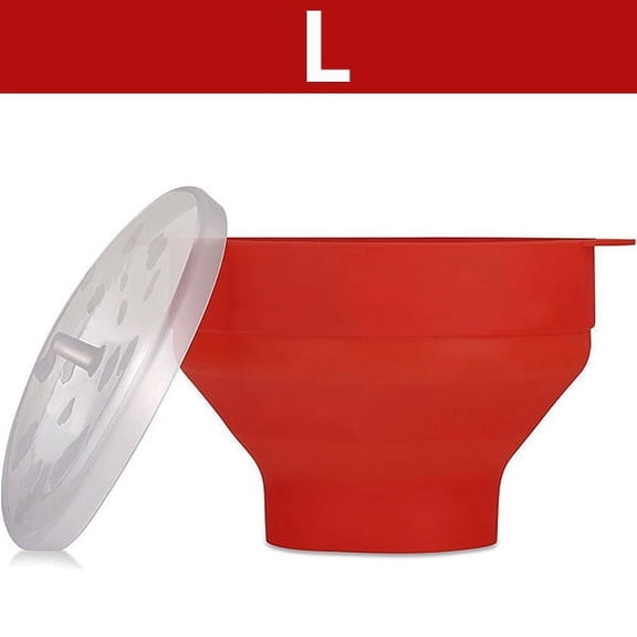 Silicone Microwave Popcorn Popper BPA Free Collapsible with Lid Dishwasher Safe Microwavable L-Red