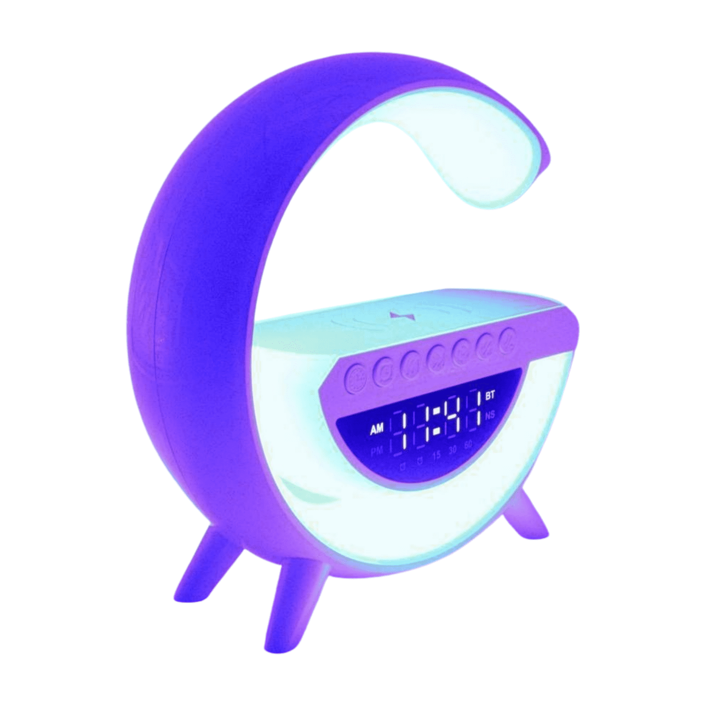 Jaspertronics 6-in-1 Wireless LED Charging Station & Alarm Clock – Bluetooth Speaker, RGB Lamp, White Noise, Multifunction Device - 1 Unit per pack