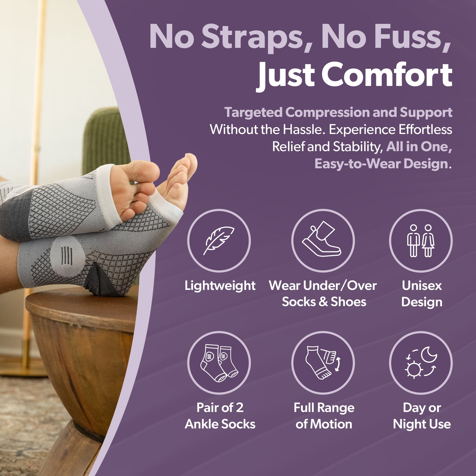 BraceAbility Neuropathy Compression Socks 20-30 mmHg Open Toe Circulation Support L, Gray, 1 Pair