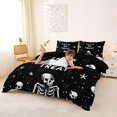 thumbnail image 3 of Homewish Halloween Death Skull Duvet Cover Queen,Trick Or Treat Print Queen Bedding,Black White,Black Reversible,3 Pieces,1 Duvet Cover and 2 Pillowcases, 3 of 6