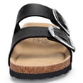 thumbnail image 4 of Litfun Women's Cork Footbed Slide Sandals Summer Leather Flat Sandals with Adjustable Buckles, Black, 4 of 8