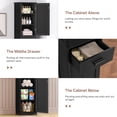 thumbnail image 5 of Tall Bathroom Cabinet with 6 Shelves, Narrow Linen Cabinet with 2 Doors & 1 Drawer, Freestanding Storage Cabinet, for Bathroom, Living Room, Kitchen,Black, 5 of 8