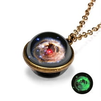 Guodhu Solar System Necklace Nebula Galaxy Planet Pendant Double Side Glass Crystal Ball Universe Necklace Handmade Jewelry