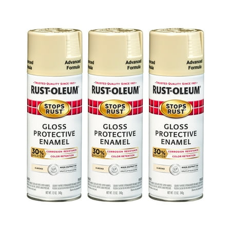 Almond Color Paint (3 Pack) Rust-Oleum Stops Rust Advanced Gloss Almond Protective Enamel Spray Paint, 12 oz ()