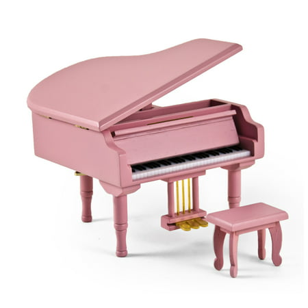 Adorable Pink Baby Grand Piano Music Jewelry Box With Bench, Music Selection - I'd Like to Teach the World to (Best Jewelry Boxes In The World)