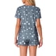 thumbnail image 3 of Conjuntos de pijama para mujer INSPIRE CHIC de 2 piezas, con camiseta de manga corta y pantalones cortos, ropa de descanso y pijama con bolsillos, M, gris oscuro con estrellas, 3 of 6