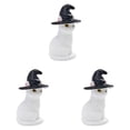 thumbnail image 2 of Resin Cat Figurine with Witch Hat and Pumpkin - Halloween Desktop Decor, 3-Pack Style E, 2 of 5