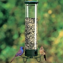 Squirrel Proof Bird Feeder, 5LB Weight Activated Outdoor Bird Feeder for Wild Birds, 4 Ports Anti-Spill Thistle Seed Feeder for Cardinals Finches Chickadees