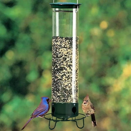 Squirrel-Proof Bird Feeder with Weight-Activated Perch, 5lb Capacity, 4 Feeding Ports for Cardinals, Sparrows, Finches - External Suspension Design