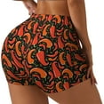 thumbnail image 2 of Xecao Red Hot Chili Print Workout Shorts for Women Soft Smooth Gym Yoga Scrunch Active Tennis Workout Running Shorts, 2 of 9