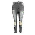 thumbnail image 2 of Augper Women's High Waisted Ripped Raw Hem Skinny Jeans Distressed Cut Out Pants, 2 of 4