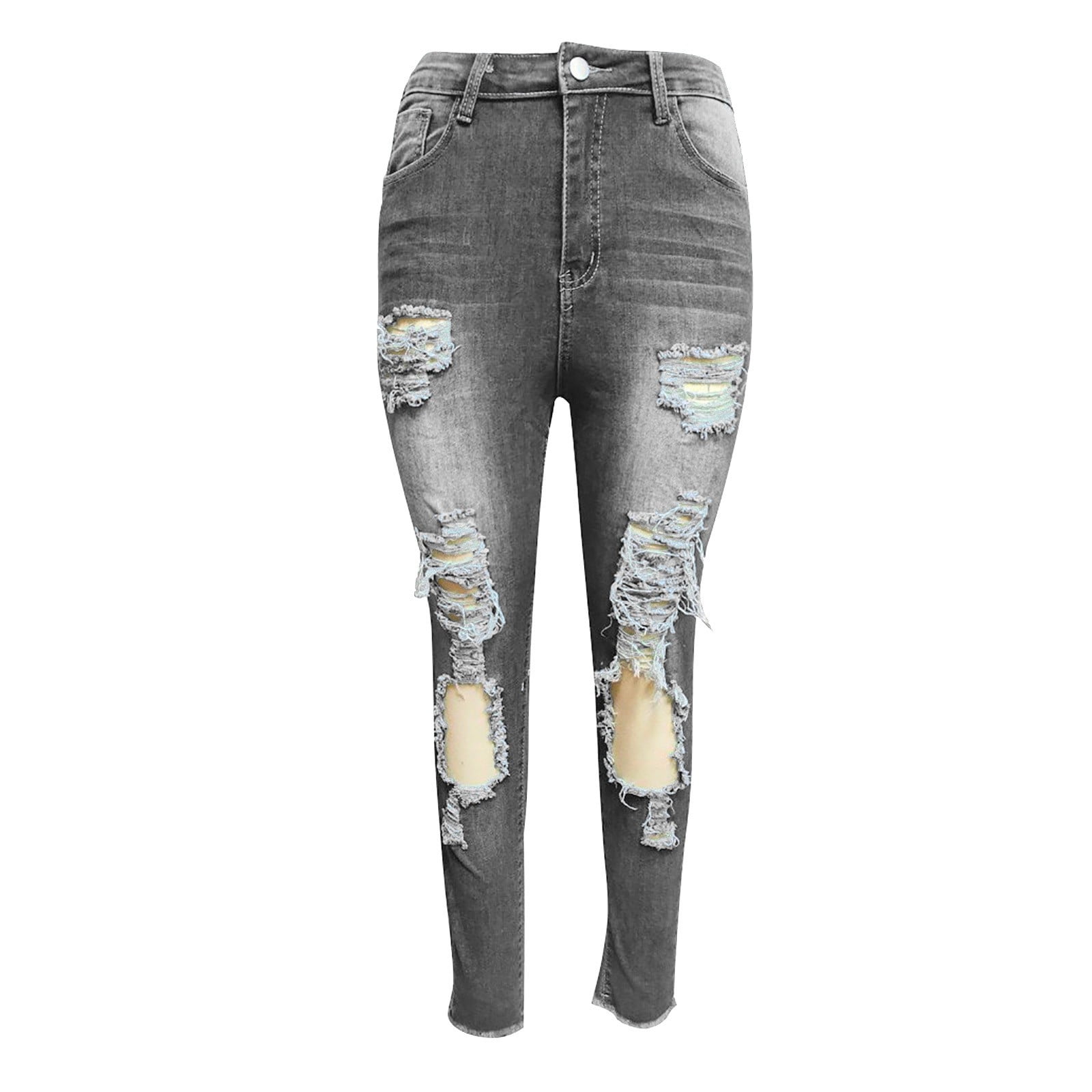 Raw hem ripped jeans deals