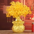 thumbnail image 6 of Novelty Lucky-Tree Home Decorations Yellow Crystal Money Tree Chinese Feng Shui Wealth Tree Desktop Ornament, 6 of 8