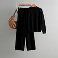 thumbnail image 2 of Besolor Womens 2 Piece Outfits Knit Sweater Set Crewneck Long Sleeve Tops and Wide Leg Pants Loungewear Matching Sets, 2 of 3
